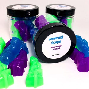 Mermaid Soap Set - Mermaid Gift - Under the Sea Party - Beach Party Theme - Tropical - Glitter Soap - Purple, Green, Blue - Set of 8