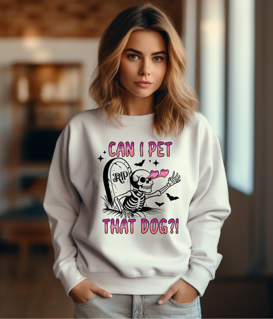 Can I Pet That Dog Sweatshirt, Dog Lover Sweatshirt, Skeleton, Dog Mom ...