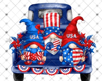 4th of July Patriotic Gnome Truck Sublimation Transfer - Summer Sublimation Transfer, Gnomes, Gnome Sublimation, Gnome Summer Shirt DIY