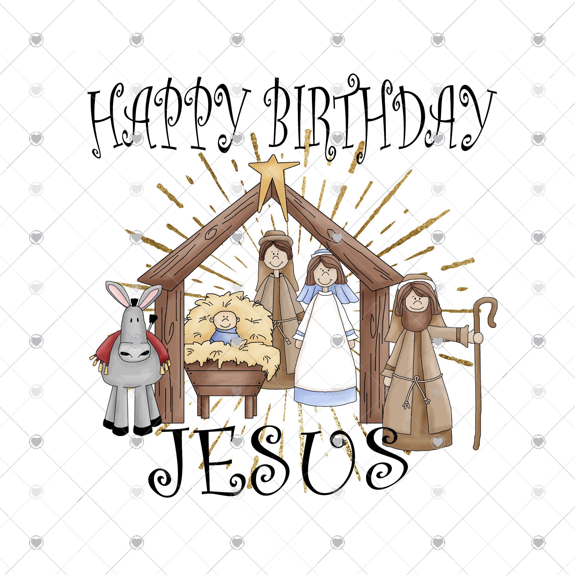 Happy Birthday Jesus Christmas Sublimation Transfer Nativity - Etsy