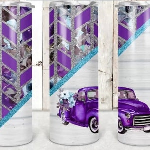 Purple Vintage Truck Tumbler Sublimation Wrap - Ready to Press Sublimation Transfer - 20 oz Straight Tumbler, Tumbler Transfer, Farm Truck