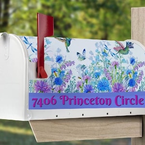Hummingbird Floral Mailbox Cover w/ Magnetic Strip, Personalized Mailbox, Custom Address Mailbox Cover, Personalized  Mailbox Cover