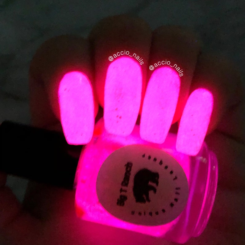 Glow-in-the-Dark Nail Polish, Rose Red, Glows Pink, Pink Moon, Custom Blended, Glow Nails, FREE U.S. SHIPPING, Full Sized Bottle 15ml image 2