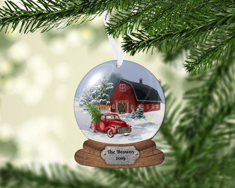Personalized snow globe ornament, personalize family ornament Personalized Snow Globe Red Christmas Ornament Custom Name | Etsy