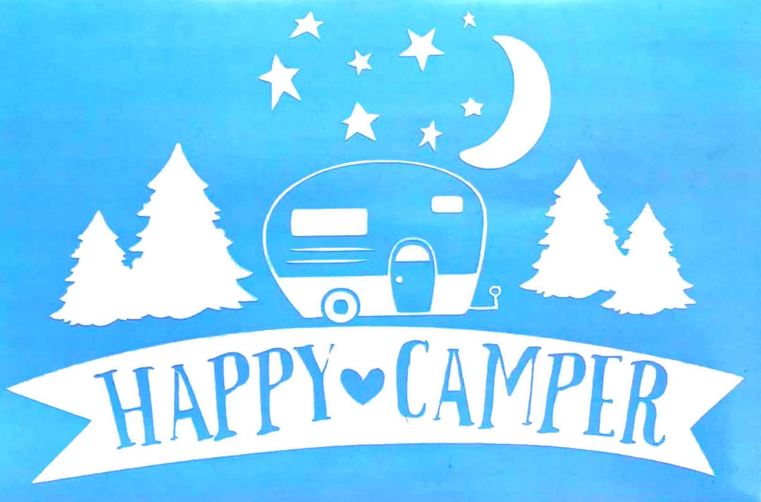 Happy Camper Vinyl Decal Sticker - Camping - Die Cut, Custom Car Window ...
