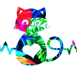 Cat Heartbeat Decal - Kitten Sticker - Cat Decal - Cat Owner Gift Window,  Laptop Tumbler Water Bottle Bumper - You Choose Size and Color