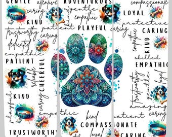 Dog Lover Appreciation Tumbler Sublimation Wrap - Ready to Press Sublimation Transfer, 20 oz Straight Tumbler Wrap, Dog Paw Print Transfer