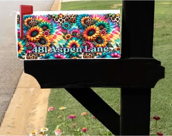 Mailbox Cover with Magnetic Strip - Personalized Sunflower Mailbox Decor, Custom Address Mailbox Cover, Personalized Mailbox Cover, Floral