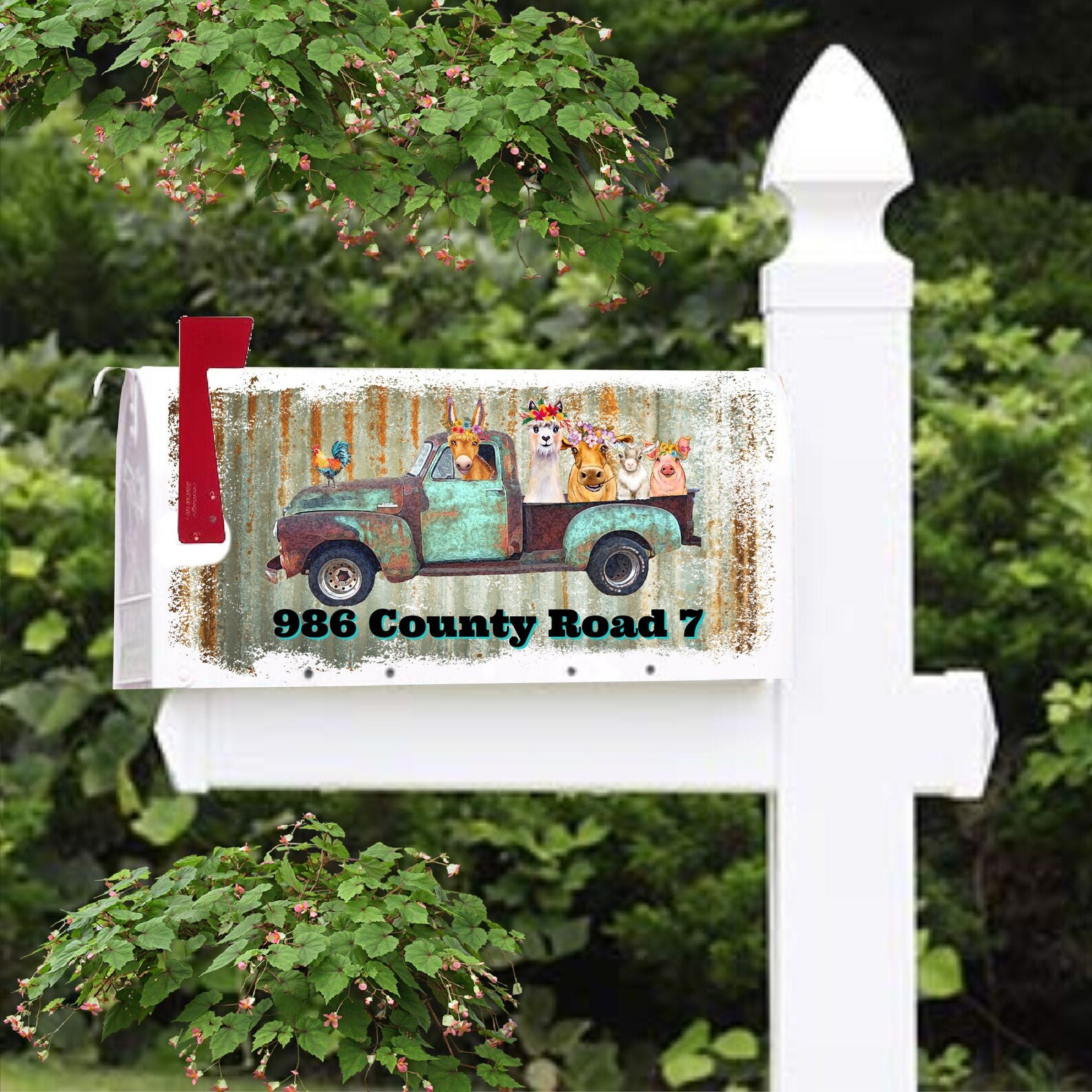 Mailbox Cover With Strip Personalized Farm Animal Etsy