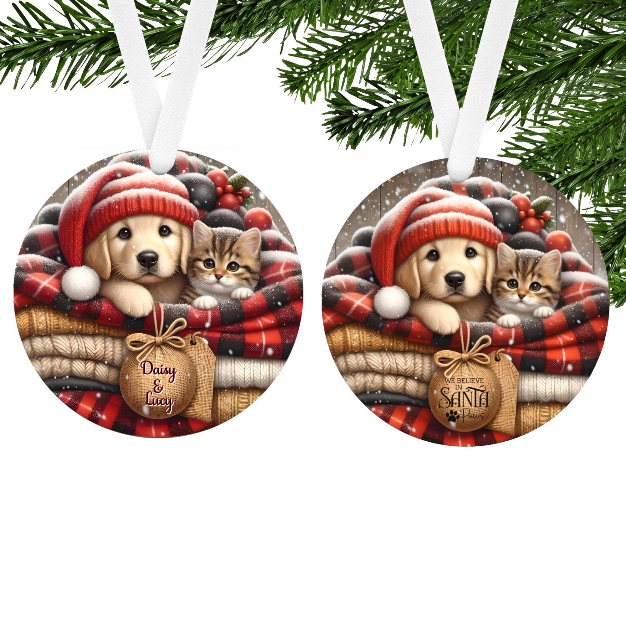 Dog and Cat Personalized Pet Christmas Ornament, Custom Ornament With ...