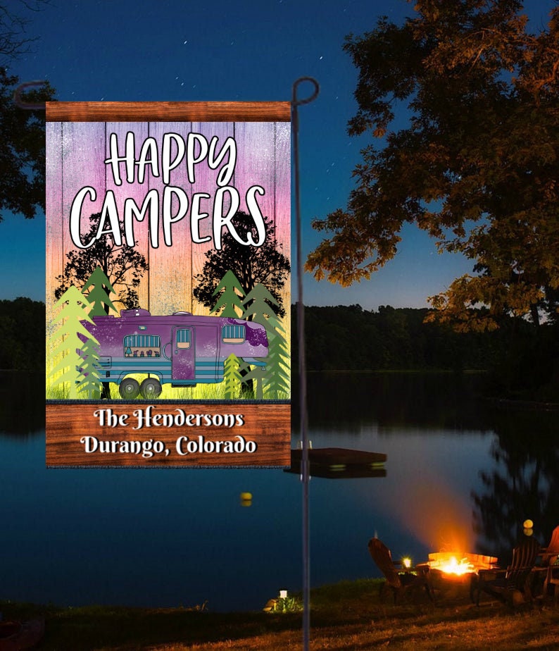 Camping Garden Flag Personalized Garden Flag Name Garden Etsy UK