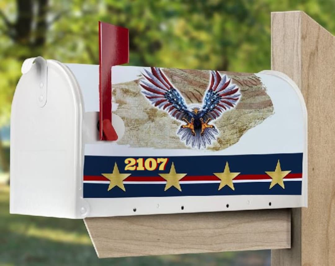 Mailbox Cover With Strip Personalized Patriotic Eagle Mailbox