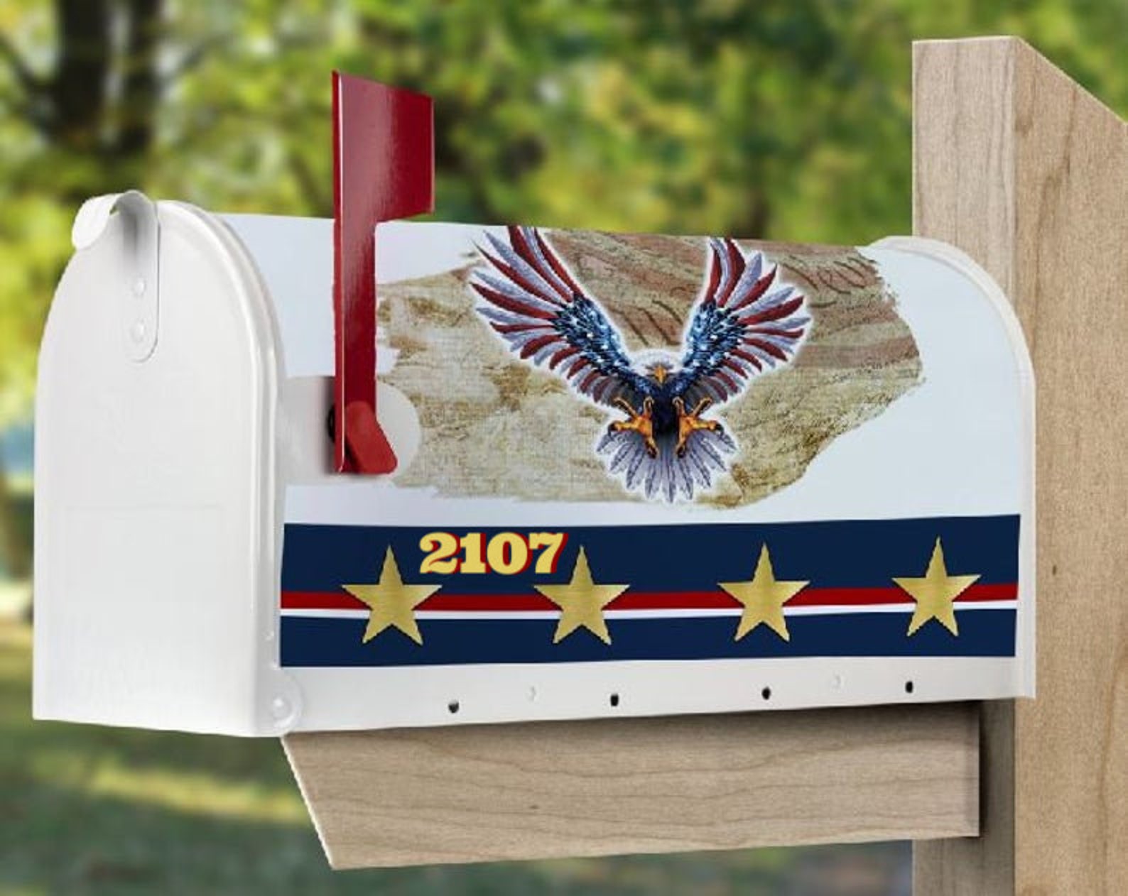 Mailbox Cover With Strip Personalized Patriotic Eagle Mailbox