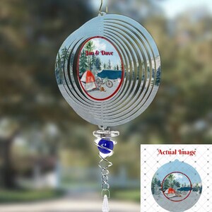 Camping Tent Swirly Metal Wind Spinner Personalized, Yard Decoration, Tent Camper Wind Spinner, Camping Decor, Porch Decoration, Custom Gift