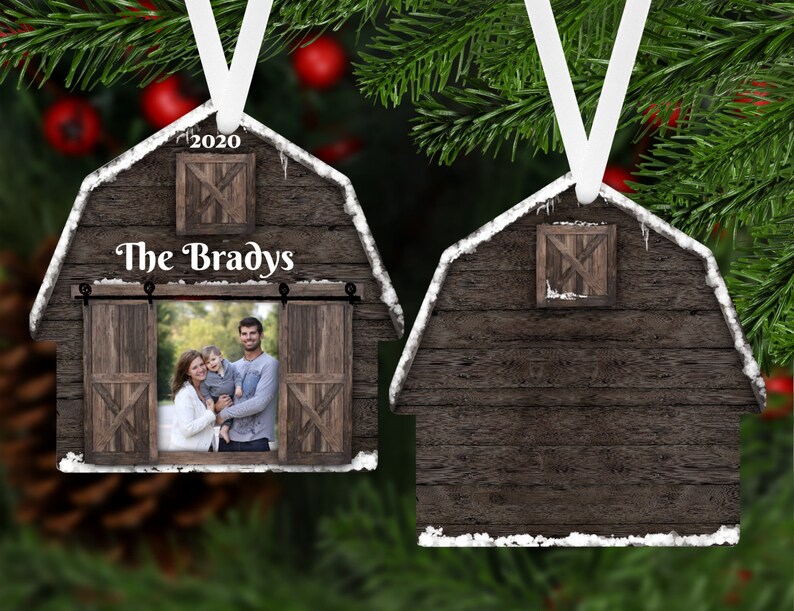 Farm Gift Personalized Ornament Name Ornament Picture Gift Ranch Holiday Custom Christmas Family Gift Barn Photo Christmas Ornament