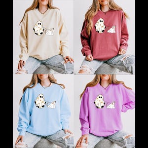 Сute Ghost Dog Shirt, Comfort Colors® Dog Lovers Halloween Gift, Halloween Dog Shirt, Spooky Season, Womens Halloween Shirt, Fall Sweatshirt image 7