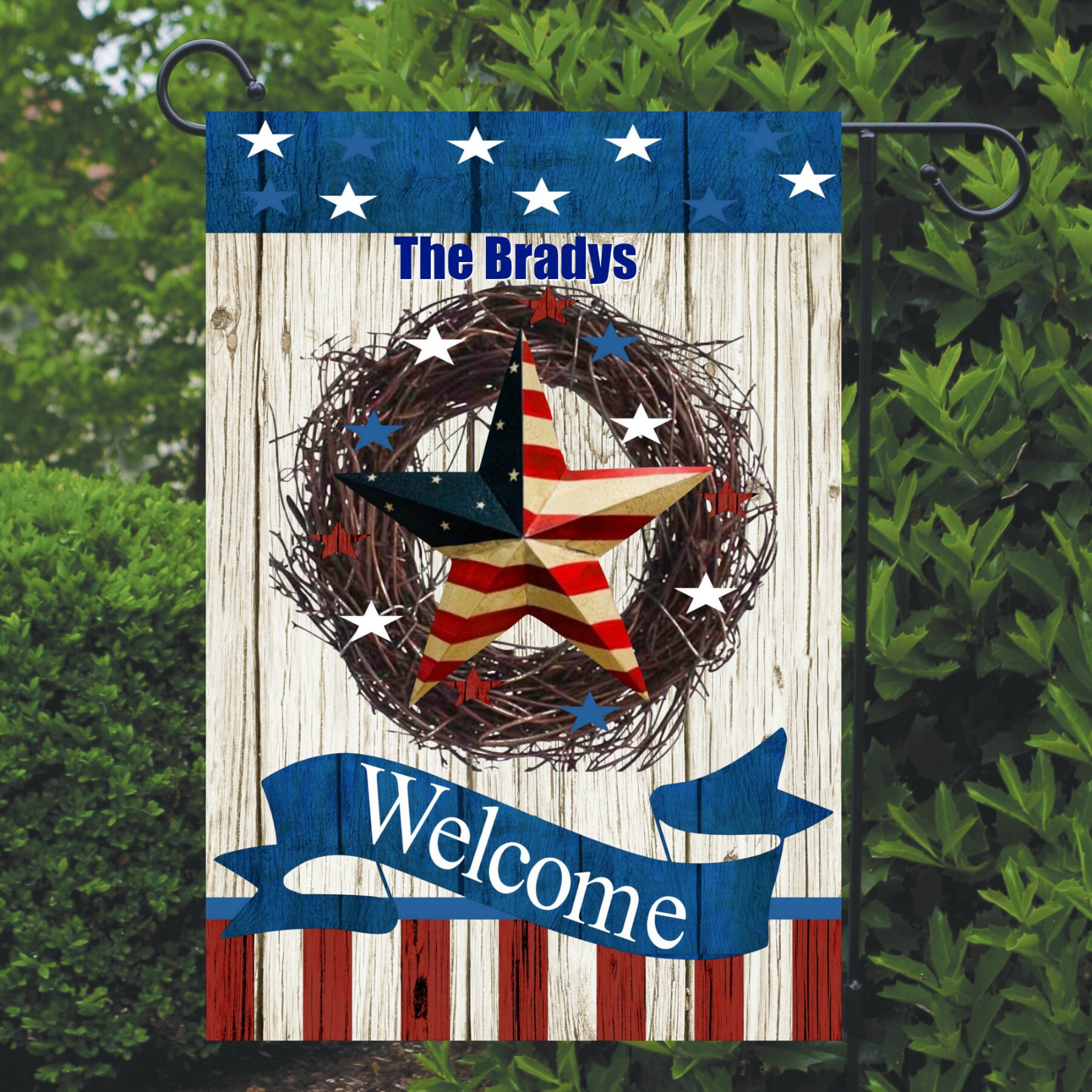 Patriotic Garden Flag Personalized Garden Flag Red Etsy