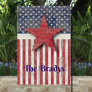 Patriotic Garden Flag Personalized, Stars and Stripes Garden Flag, Red White and Blue Flag, Holiday Yard Flag, American Flag Decor