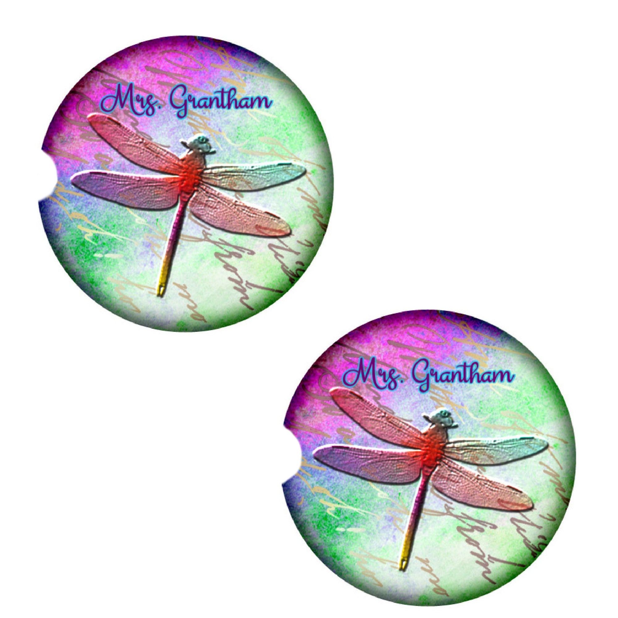 Dragonfly Personalized Car Coasters Dragonfly Coaster Etsy