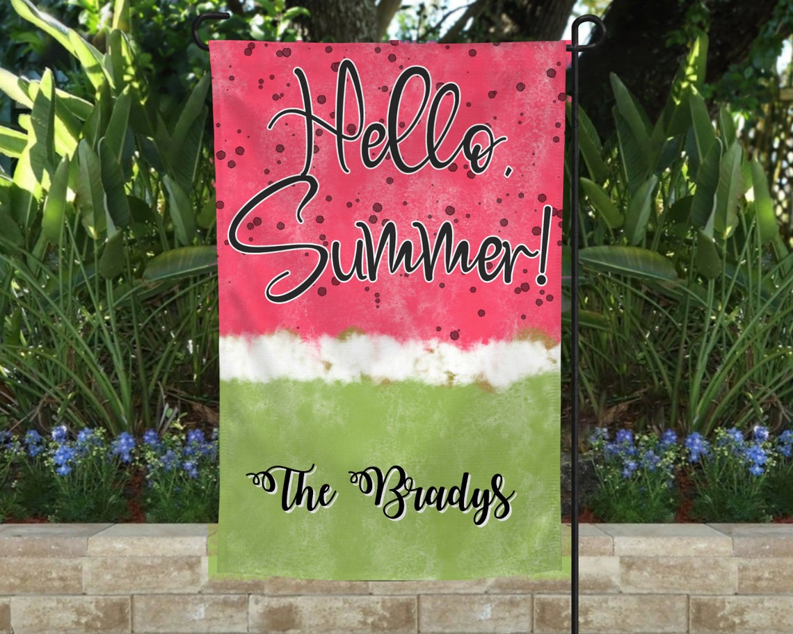 Watermelon Garden Flag Personalized Summer Garden Flag Name Etsy