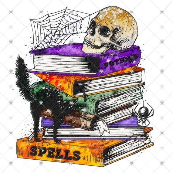 Halloween Books Sublimation Transfer, Ready to Press, Skull, Ready to Use, Reading Transfer, Halloween Sub, Spooky, Fall, Shirt/Mug Sizes