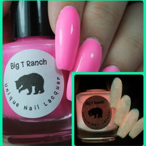 Glow-in-the-Dark Nail Polish - Pink - SUNRISE - FREE U.S. SHIPPING - Nail Polish/Lacquer - Regular Full Sized Bottle (15 ml size)