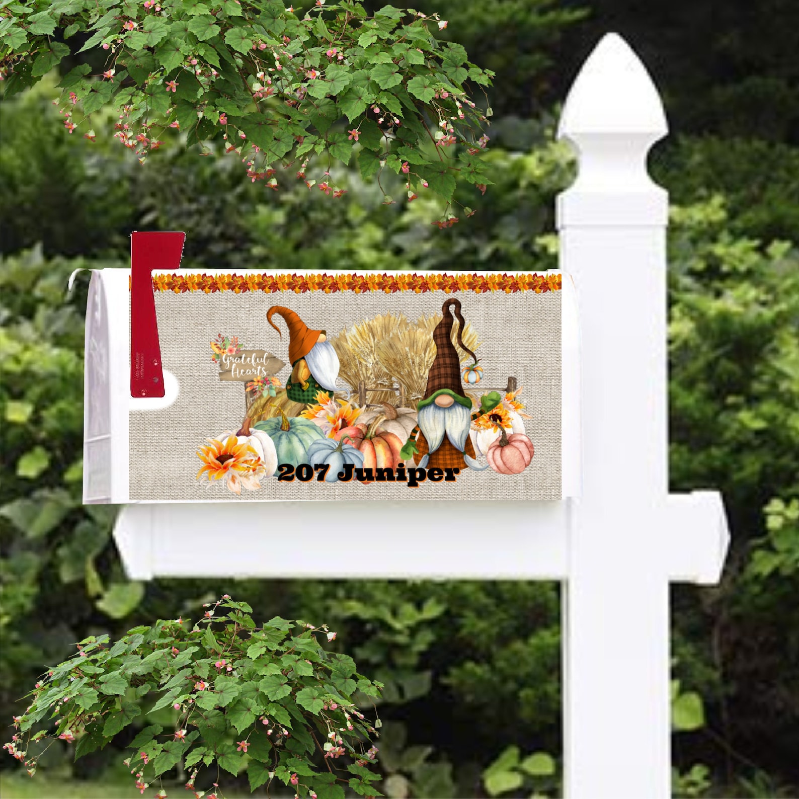 Mailbox Cover With Strip Personalized Fall Gnomes Etsy