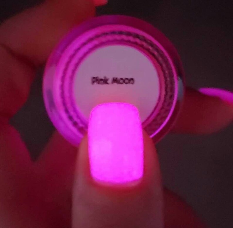 Glow-in-the-Dark Nail Polish, Rose Red, Glows Pink, Pink Moon, Custom Blended, Glow Nails, FREE U.S. SHIPPING, Full Sized Bottle 15ml image 6