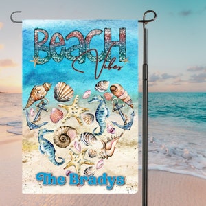 Beach Vibes Garden Flag, Personalized, Garden Flag, Name Garden Flag, Beach Decor, Beach Flag, Yard Decoration, Beach House Decor