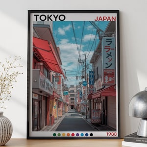 Tokyo Street Poster, Urban Japan Print, Retro Tokyo Decor, Japandi Style Artwork, Japan Travel Gift, Japanese Market Wall Art