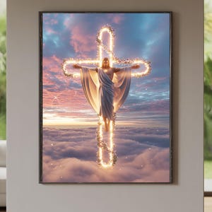 corpus Jesus Christ , Christian Art, Digital Jesus Portrait, I Will Walk With Christ LDS, Jesus Oil Painting, Bible Verse Wall Art