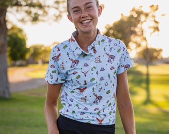 Women's Cowgirl Golf Polo Shirt, Western Desert Print