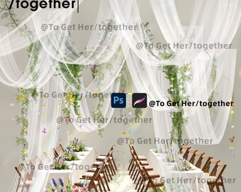 Wedding Illustration Collection: White Tulle Fabric Rendering (Digital Wedding Planning Tool)
