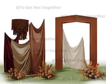 Red Fabric Wedding Design Rendering: Vintage Style Planner Tool