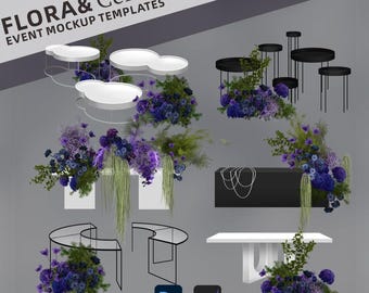 Purple Wedding Flower Mockup: Transparent Background Sticker (Digital Download)