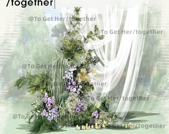 Wedding Illustration Collection: White Tulle Floral Rendering (Digital Download