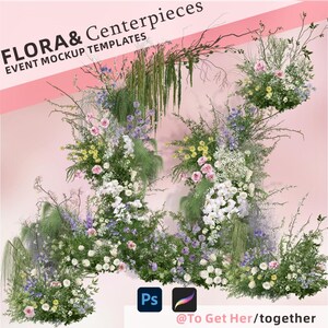 White Flora Event Mockup Template: Wedding & Party Styling (PNG)