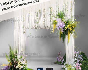 Wedding Fabric & Floral Design Mockup Template (Digital Model)