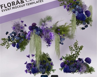 Dreamy Wedding Floral lllustration in Green and Purple Hues