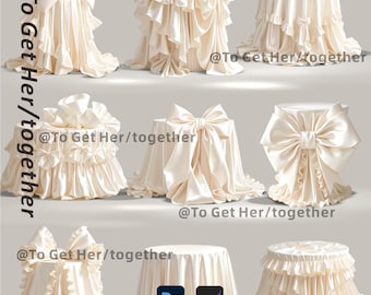 Transform your wedding venue with our digital model template designed for a beige fabric table