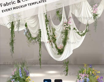 Wedding Fabric & Floral Design Mockup (Digital Model)