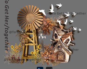 Farm Theme Wedding Illustration Package: Digital Event Mockup Tool