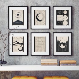 Mystical Moon Phases Art Prints: Minimalist Celestial Decor (Digital Download)