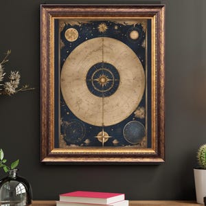 Mappa celeste vintage / Stampa antica delle costellazioni / Arte murale di astrologia / Poster della mappa delle stelle / Arte delle costellazioni zodiacali / Decorazione astronomica