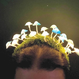Glowing Mushroom Fairy Crown - Halloween Rave Headpiece - Woodland Fantasy Costume