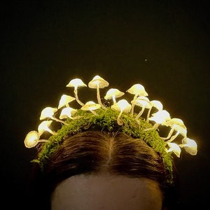 Glowing Mushroom Fairy Crown - Halloween Rave Headpiece - Woodland Fantasy Costume