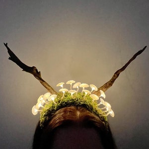 Glowing Mushroom Fairy Crown - Halloween Rave Headpiece - Woodland Fantasy Costume