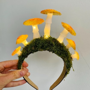 Glowing Mushroom Fairy Crown - Halloween Rave Headpiece - Woodland Fantasy Costume