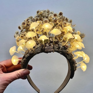 Glowing Mushroom Fairy Crown - Halloween Rave Headpiece - Woodland Fantasy Costume