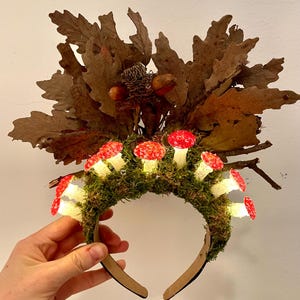 Glowing Mushroom Fairy Crown - Halloween Rave Headpiece - Woodland Fantasy Costume
